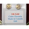 Image 2 : 40) 14KT GOLD CUBIC ZIRCONIA STUD EARRINGS