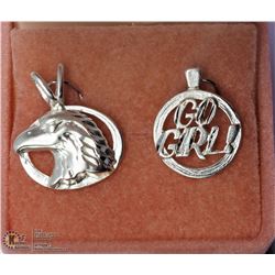 43) LOT OF 2 ASSORTED STERLING SILVER PENDANTS
