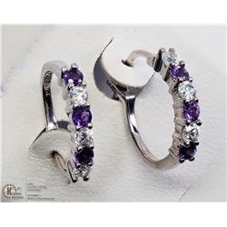 48) STERLING SILVER AMETHYST EARRINGS