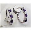 Image 1 : 48) STERLING SILVER AMETHYST EARRINGS