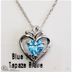 49) STERLING SILVER BLUE TOPAZ PENDANT NECKLACE
