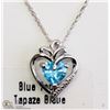 Image 1 : 49) STERLING SILVER BLUE TOPAZ PENDANT NECKLACE