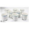 Image 1 : 8PC STONEWARE CUPS - WHITE W/ BLUE RIMS.