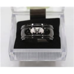 BATMAN SUPERMAN BLACK STEEL LOGO RING SIZE9