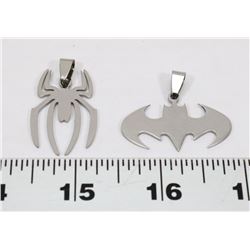 LOT OF SPIDERMAN AND BATMAN SYMBOL PENDANTS
