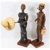 Image 1 : SET OF 2 HANDCRAFTED WOODEN STATUES