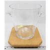 Image 1 : GLASS WINE/ICE BUCKET WITH WOOD LAZY SUSAN.