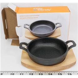 NEW COSY & TRENDY 4.5" CAST IRON DISH WITH BOARD