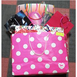 BAG FULL OF VARIOUS SIZED GIFT BAGS FOR VARIOUS
