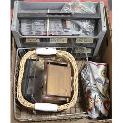 UTILITY TRAYS OF SCREWS, SCREW DRIVERS, BITS &