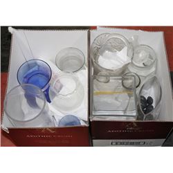 2 BOXES OF DECORATIVE VASES.