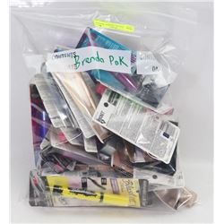 LARGE BAG OF ASSORTED MAKEUP INCL MASCARA, BROW