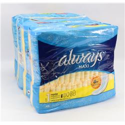 4 PACKS OF 48 ALWAYS MAXI REGULAR PADS -NO WINGS