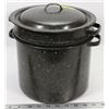 Image 1 : ENAMEL STOCK POT WITH LID & STRAINER INSERT