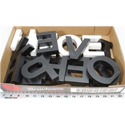 FLAT OF WOOD BLOCK LETTERS, WILL SPELL LOVE, FAITH