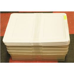 LOT OF 4 RECTANGULAR STORAGE BINS WITH LIDS