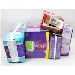 7 PACKS OF POISE MAXI & MINI PADS, WITH A BOX OF
