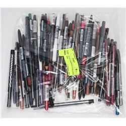 LARGE BAG OF ASSORTED EYELINER & LIP LINERS