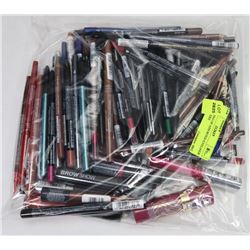 LARGE BAG OF ASSORTED EYELINER & LIP LINERS