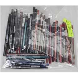 LARGE LOT OF EYELINER & LIP LINER- ASSORTED