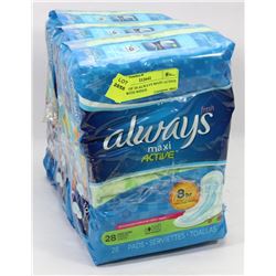 3 BAGS OF 28 ALWAYS MAXI ACTIVE PADS WITH WINGS