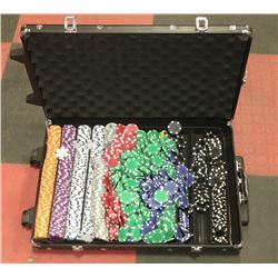 POKER SET IN CASE WITH WHEELS & HANDLE & CARD