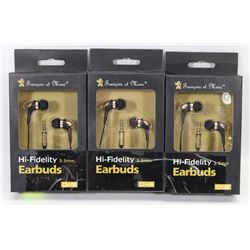 LOT OF 3 HI-FIDELITY EARBUD HEADPHONES