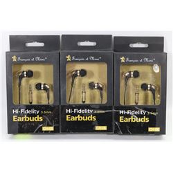LOT OF 3 HI-FIDELITY EARBUD HEADPHONES