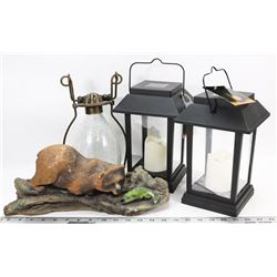 GARDEN DECOR 2 NEW SOLAR LANTERNS, CRACKLE