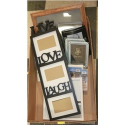 LARGE FLAT OF PICTURE FRAMES/STANDS AND MIRROR