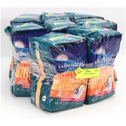 LOT OF 8 ALWAYS 24PK SIZE 4 MAXIPADS