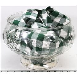 LARGE GLASS PUNCH BOWL WITH CUPS.