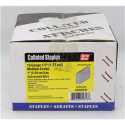 CASE OF 16 GAUGE 1/2" MEDIUM CROWN 1" LEG