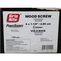 CASE OF GRIPRITE WOOD SCREWS 8X1-1/8"