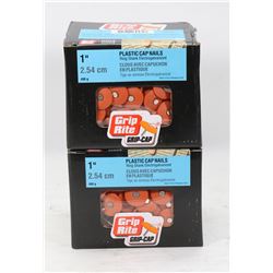 4 CASES OF 1" PLASTIC CAP NAILS