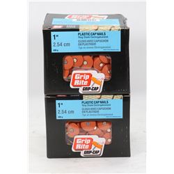 4 CASES OF 1" PLASTIC CAP NAILS