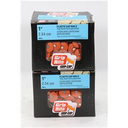 4 CASES OF 1" PLASTIC CAP NAILS