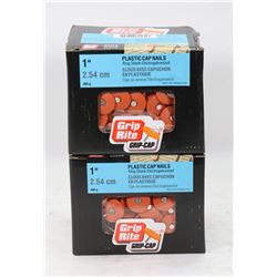4 CASES OF 1" PLASTIC CAP NAILS