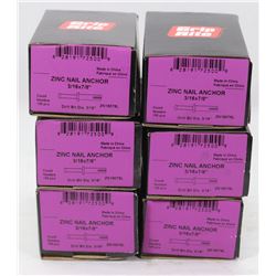 6 CASES OF GRIP RITE ZINC NAIL ANCHOR 3/16" X 7/8"