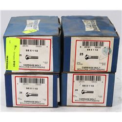 4 CASES OF 5/8" X 1-1/2" CARRIAGE BOLTS