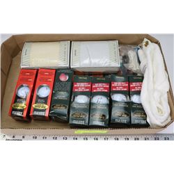 FLAT OF 7 PACKS OF NEW GOLF BALLS, BEAD COUNTER,