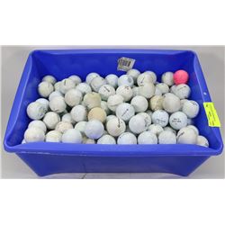 TOTE OF ASSORTED GOLF BALLS.