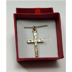 18 - 10K GOLD ETCHED CROSS & CHAIN