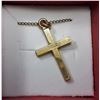 Image 2 : 18 - 10K GOLD ETCHED CROSS & CHAIN