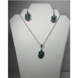 17 - SILVER TONE & TURQUOISE PENDANT