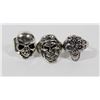Image 1 : LOT OF 3 MENS SKULL BIKER RINGS