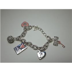 8 - GUESS SILVER TONE, PINK & CRYSTAL