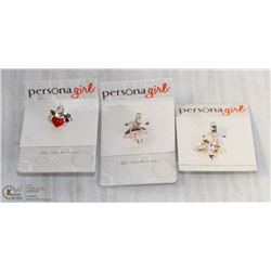 3 PERSONA "GIRL" PANDORA STYLE .925 CHARMS.