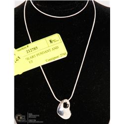 LADIES 3D HEART PENDANT AND NECKLACE SET
