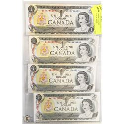 LOT OF 4 UNCIRCULATED CANADIAN $1.00 BILLS